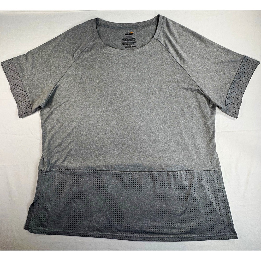 AVIA Women's 2XL Gray Mesh Breathable Crew Neck Short Sleeve T-Shirt